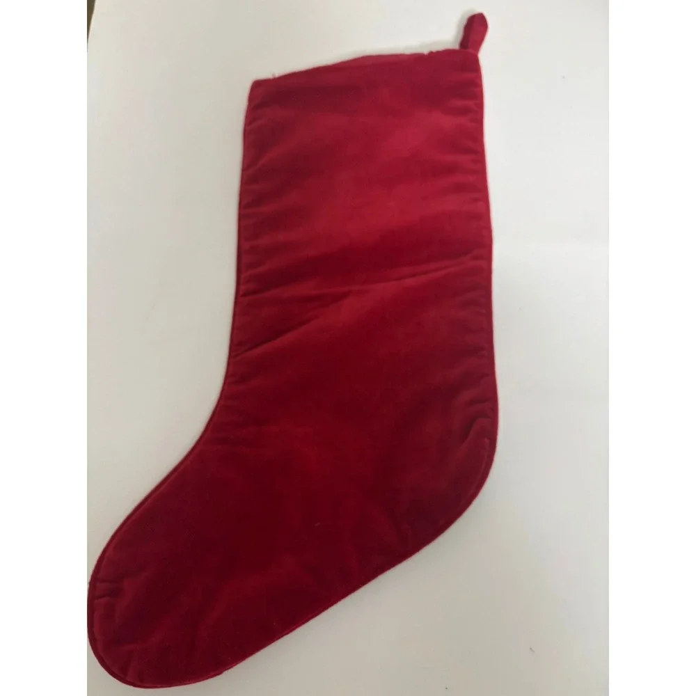 Vintage Lands End Penguin Needlepoint Christmas Stocking Wool Red Velvet MIKE